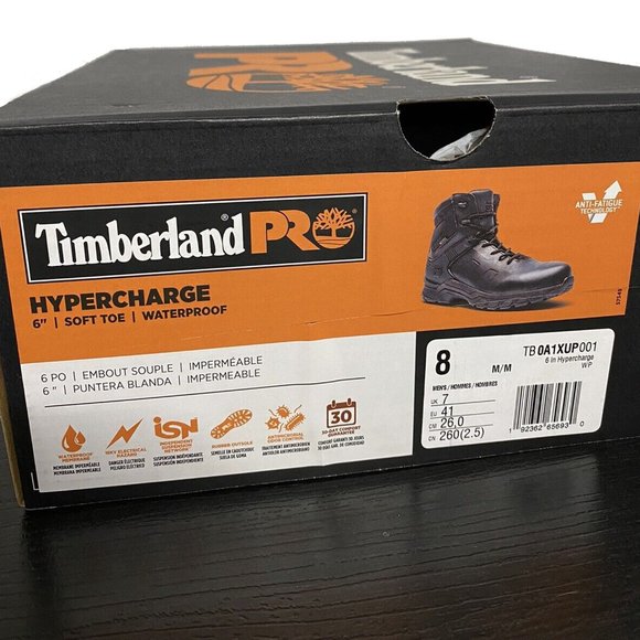 NEW $180 TIMBERLAND PRO Men's Hypercharge 8" Soft Toe Work Boots! Size 9 Black - Picture 3 of 4